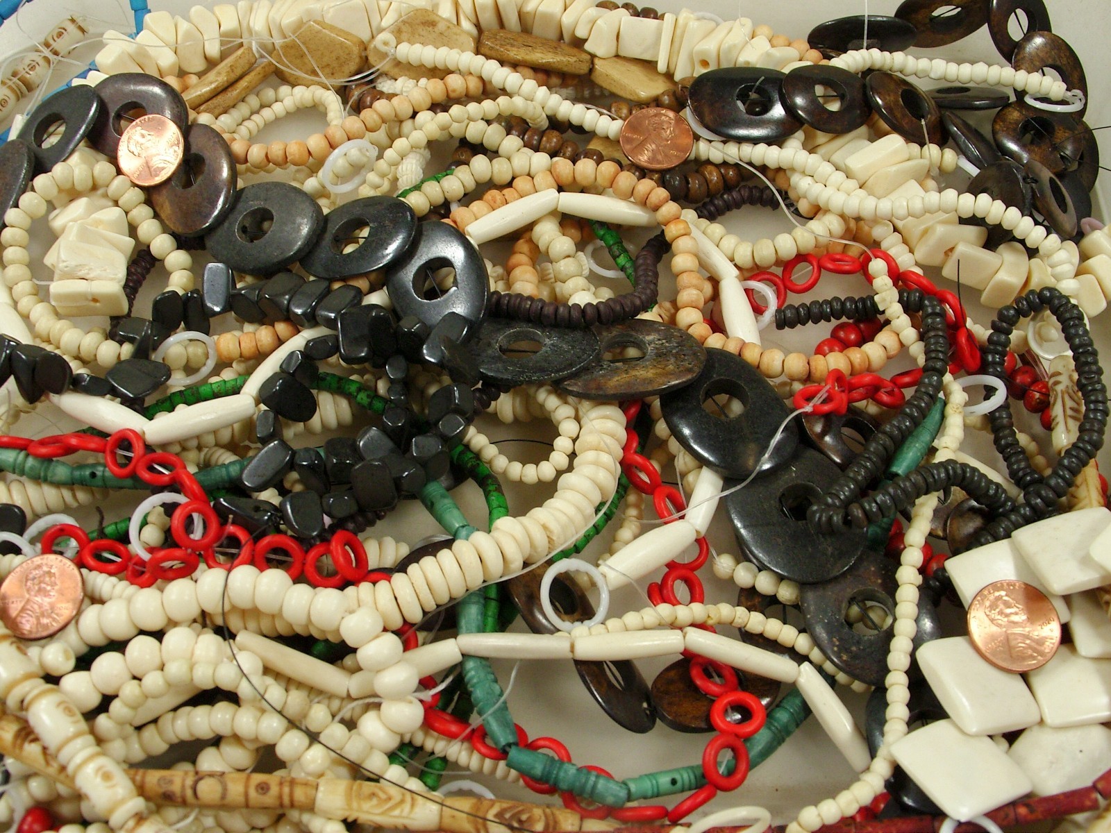 2 Pounds Assorted Shapes and Sizes India Water Buffalo Bone Beads Bulk (KRD-3) ⭐
