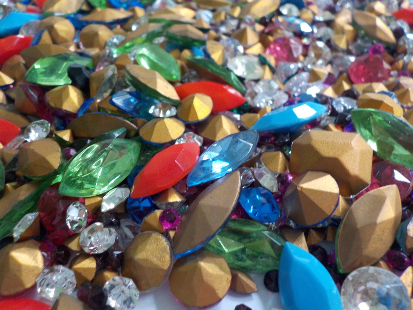 Foil Back Rhinestone & CZ Jewelry Making Supply 7 Oz Mixed Variety Shapes Colors