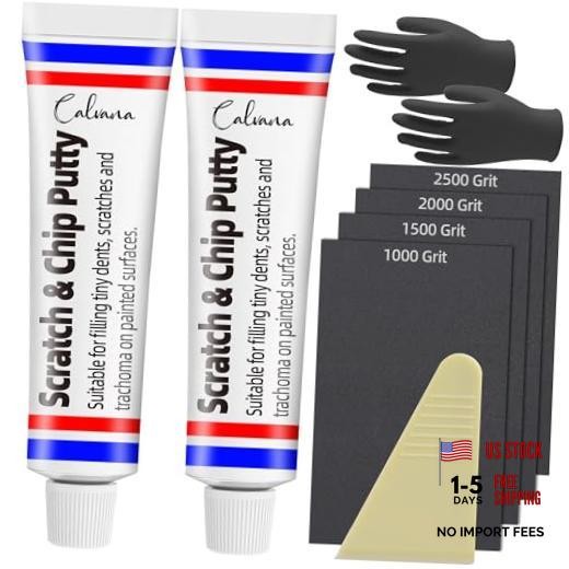(2-Pack 20g Car Body Filler Repair, Automotive Putty 2Pack+4 Sand Paper Kit