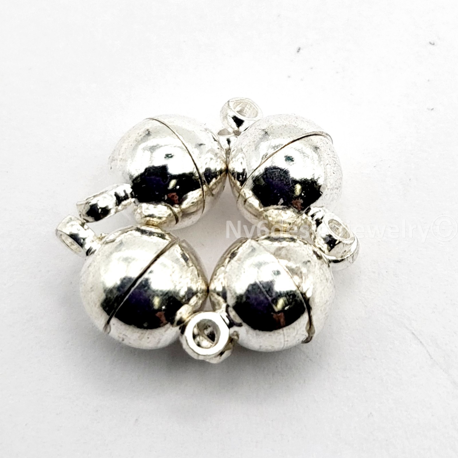 Shiny Silver Strong Magnetic Clasp Smooth Round 6-12mm Jewelry making supplies