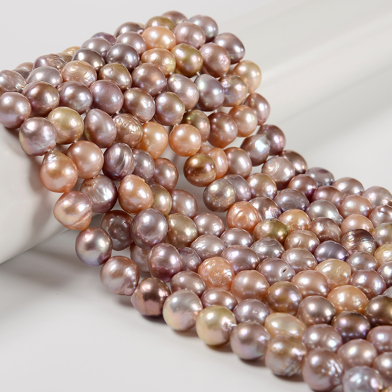 Natural Multi Color Baroque Pearl Off Round Beads Size 9-11mm 11-13mm 15.5”Strd