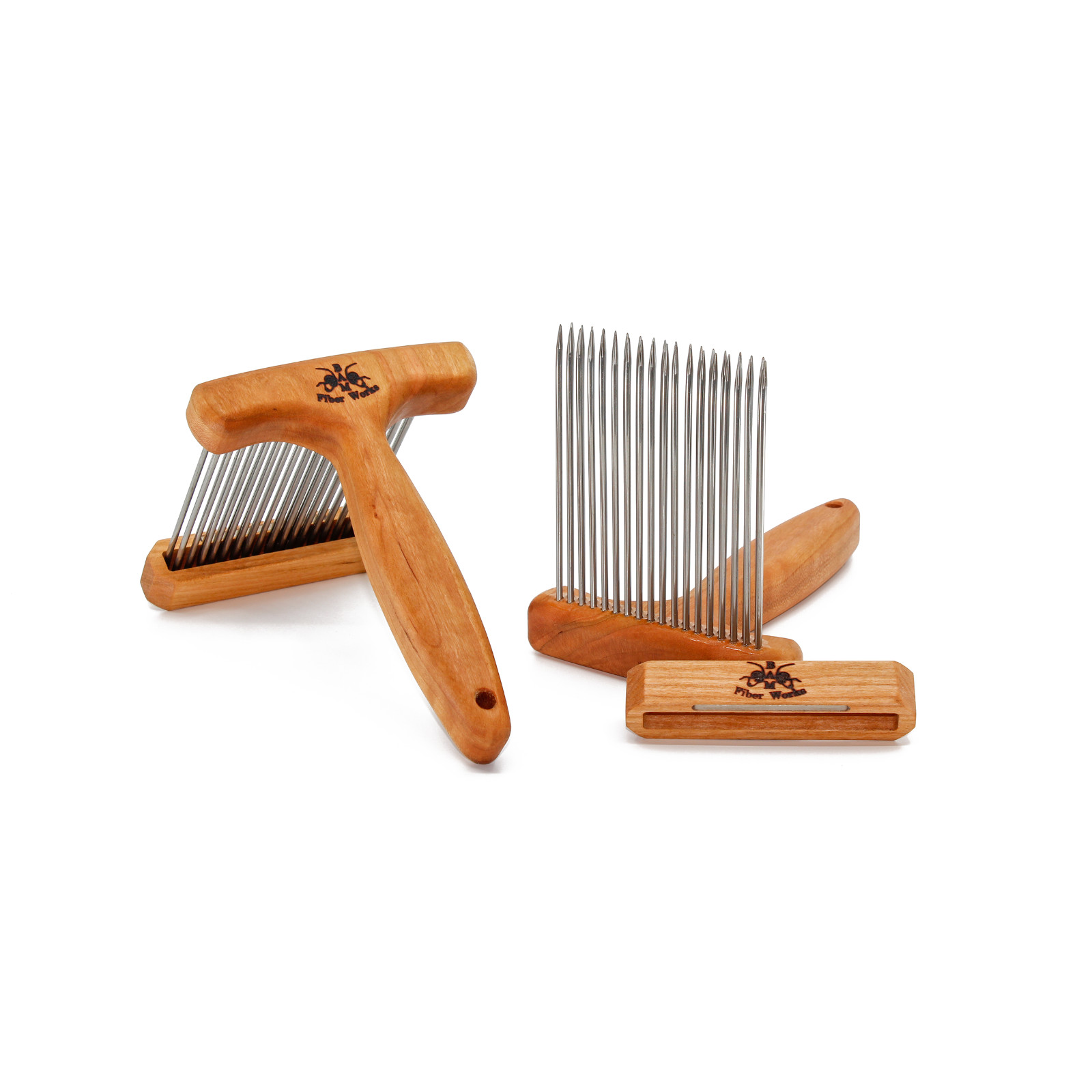 Regular Wool Combs w/Holder – Double Row with Magnet Caps – Fine or Extra Fine –