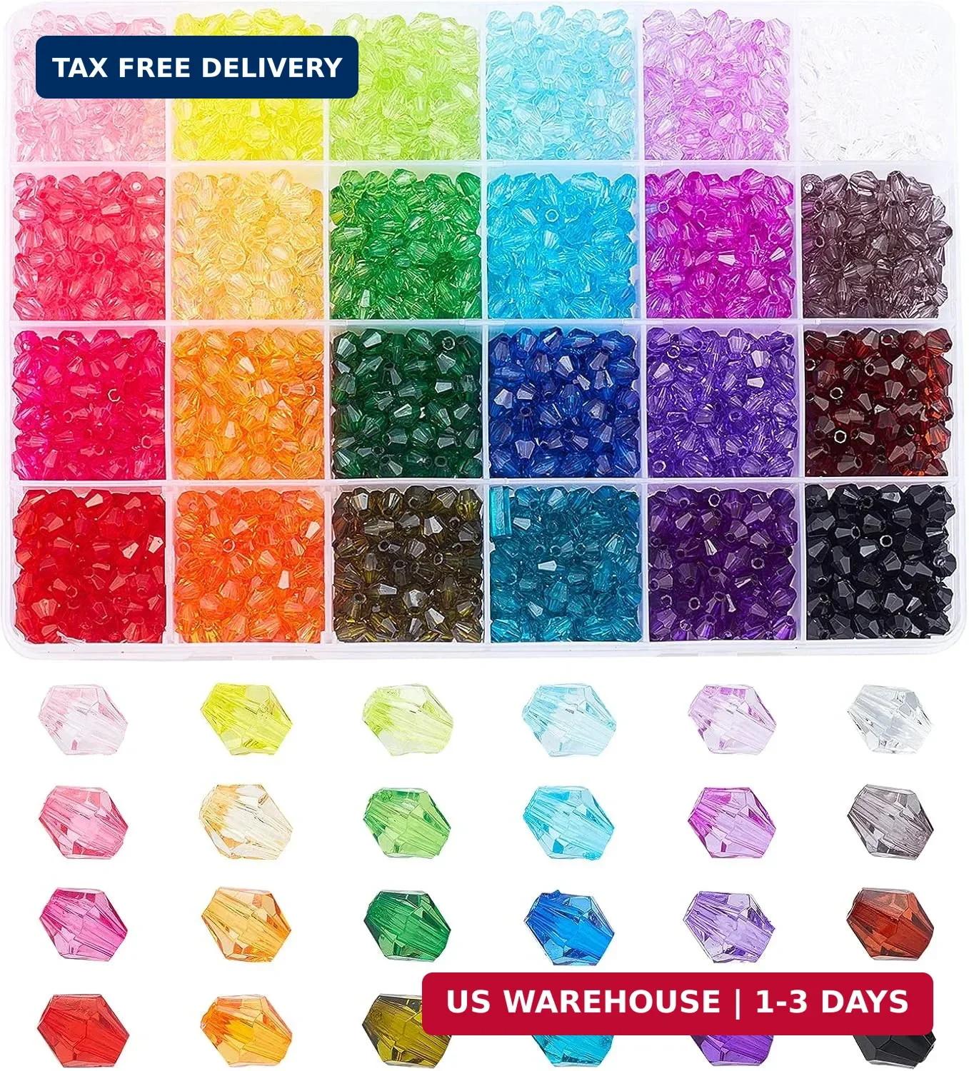 2160PCS Crystal Bicone Beads 24 Colors Faceted Beads for Jewelry Making