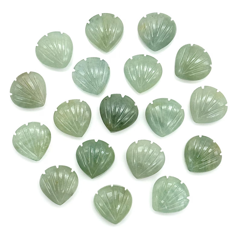 5Pcs Natural Aquamarine Shell Shape Beads, Hand Carved Seashell Gemstones,12 mm