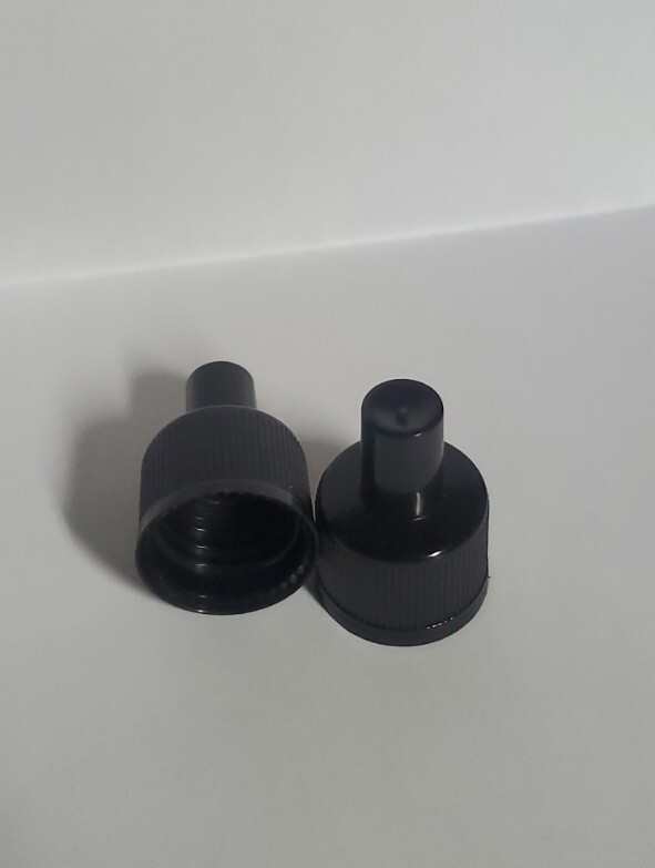 Round Clear Glass Bottle W Blk plastic twist off cap 1oz thick Essential Oils