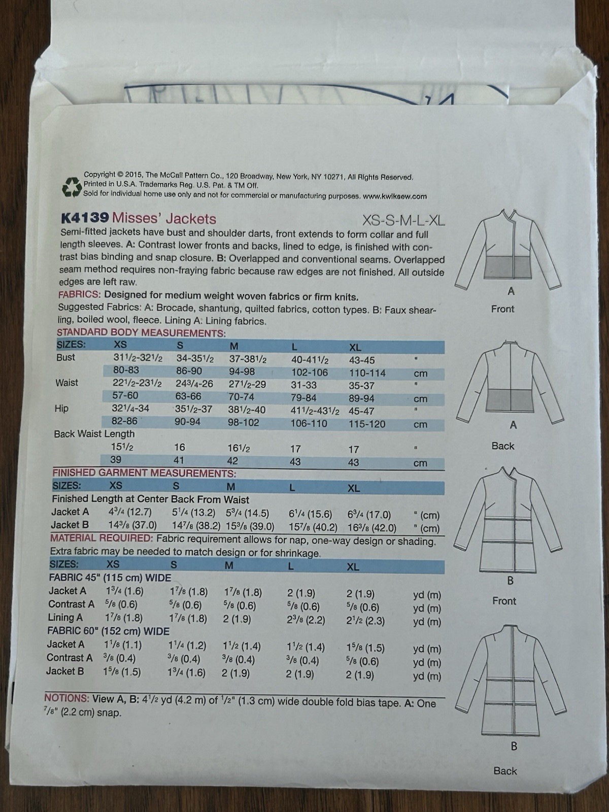 Womens Uncut Jacket Sewing Patterns, Lot of 8, Med-Lrg Or All Sizes