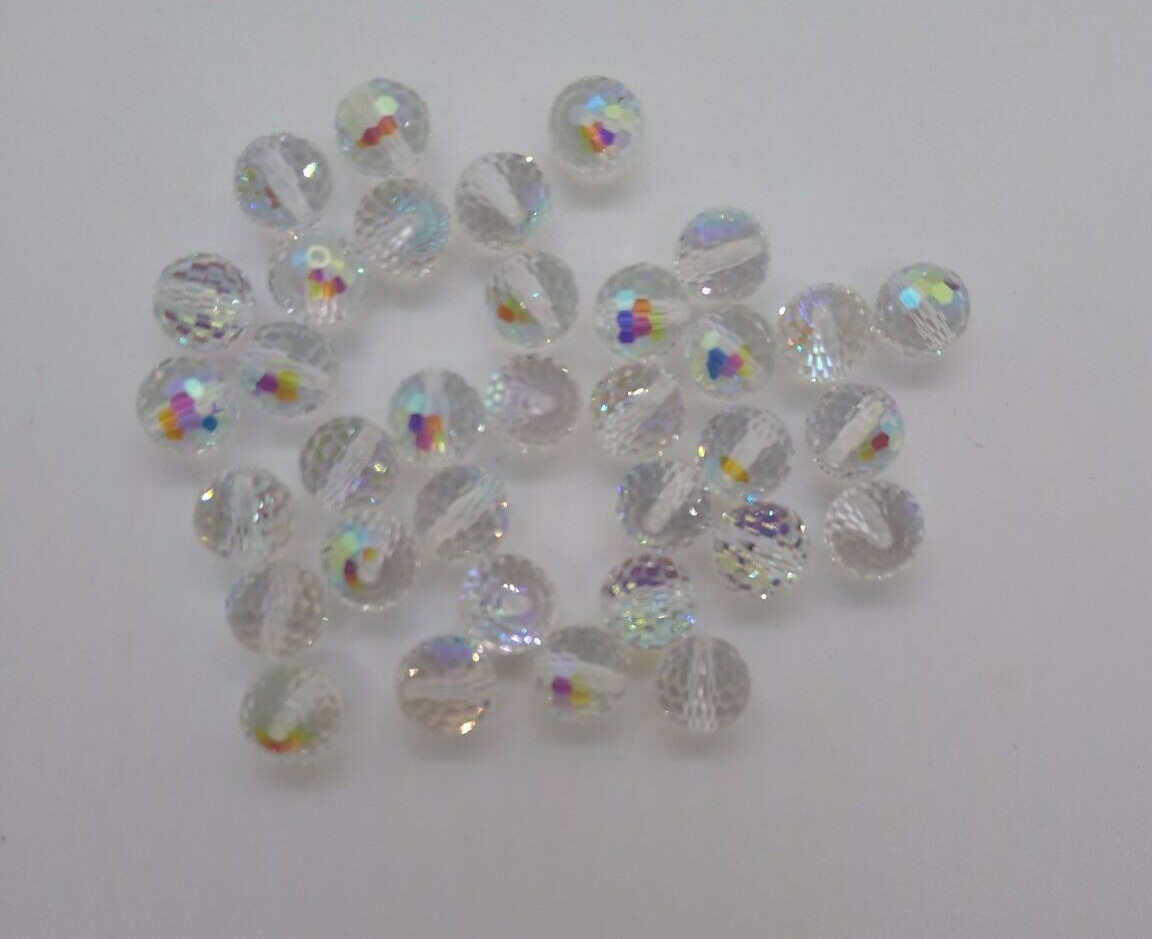 12pc Swarovski Crystal Clear AB Faceted Disco Round 5003 Beads; 6mm, 7mm, 8mm