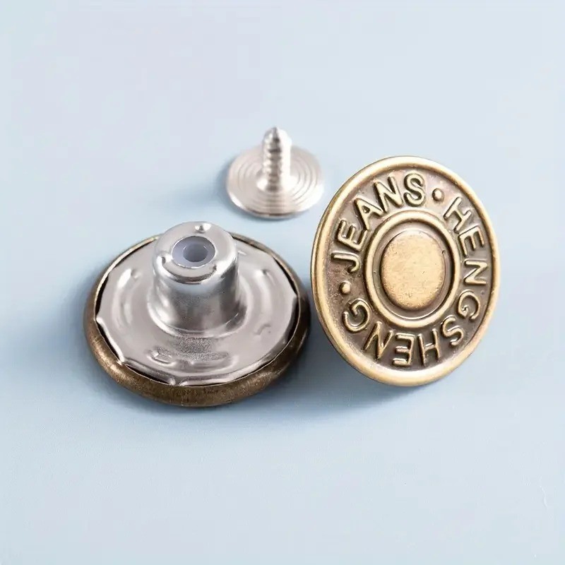 10Pcs Adjustable No-Sew Bronze Jeans Buttons Metal Denim Snap Fasteners