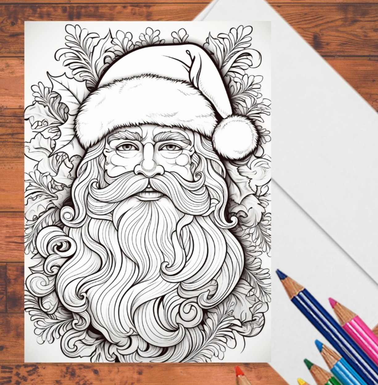 Christmas Coloring Cards: DIY Large A7 Holiday Greeting Card Kit with Envelopes