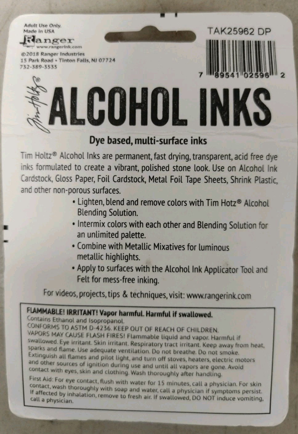 Ranger Tim Holtz Alcohol Ink 3-0.5 fl oz /Pkg-( 5 Sets/ 15 Bottles )*Box Dent*
