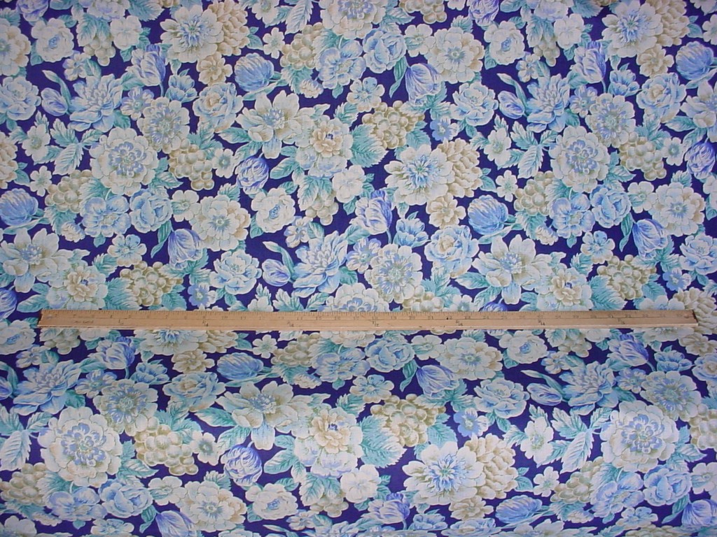 17-5/8Y Kravet Essex Aqua Teal Cream Baltic Floral Linen Print Upholstery Fabric
