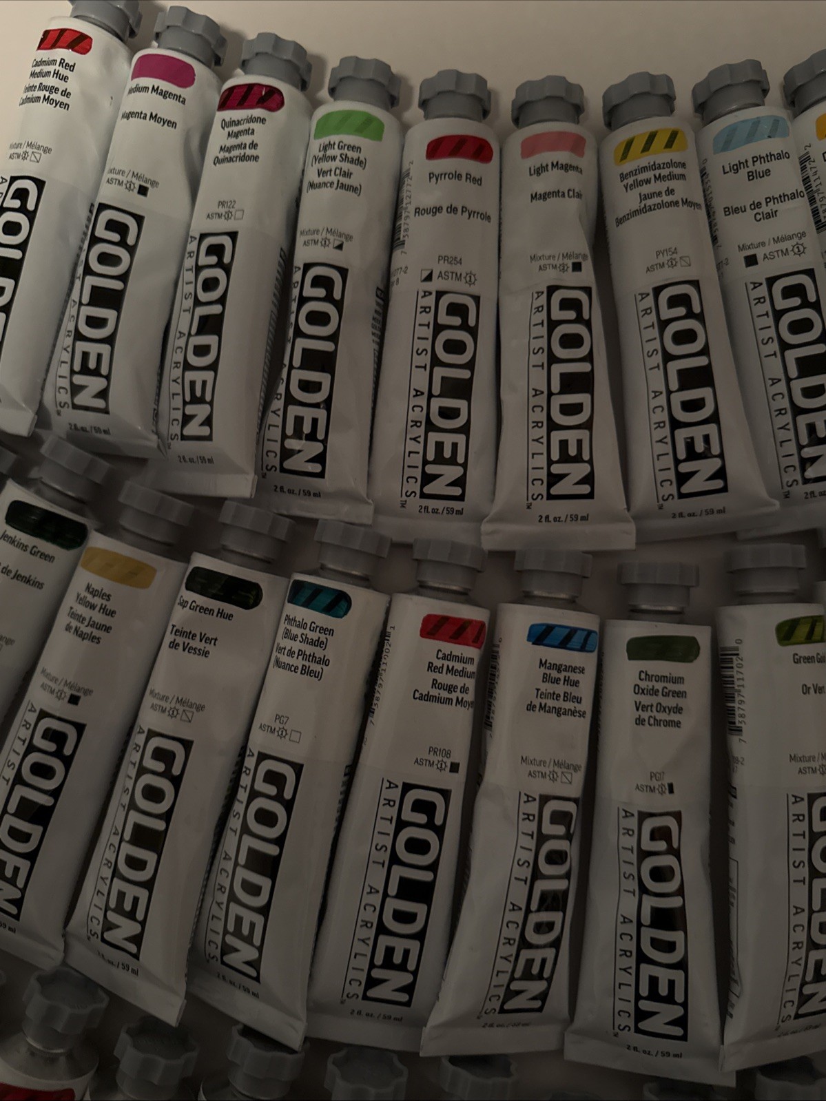 LOT OF 50 GOLDEN Acrylic Artist Colors Paints 2fl oz Tubes *NEW *FREE SHIPPING!