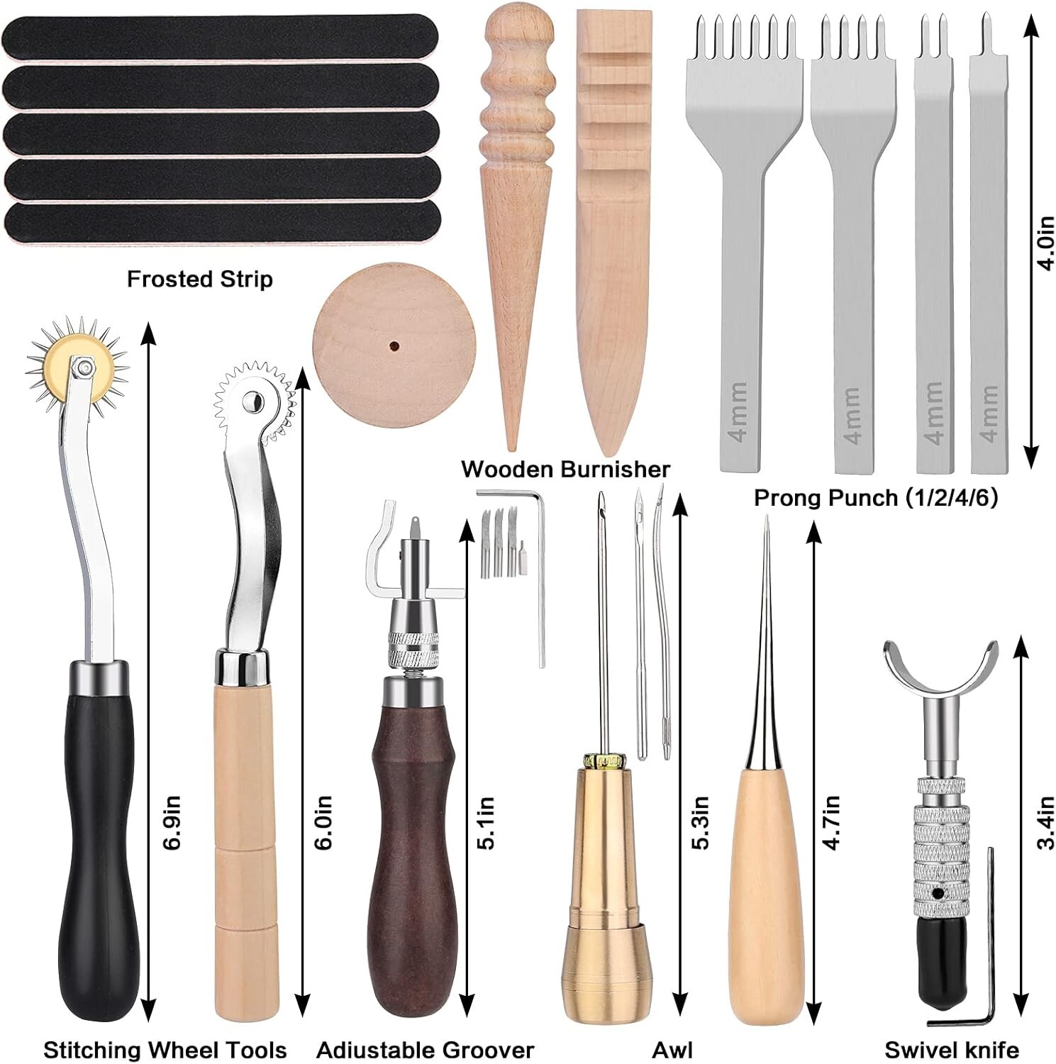 Complete Leather Craft Tool Kit Sewing Punch Carving Stitching Hand Working Tool