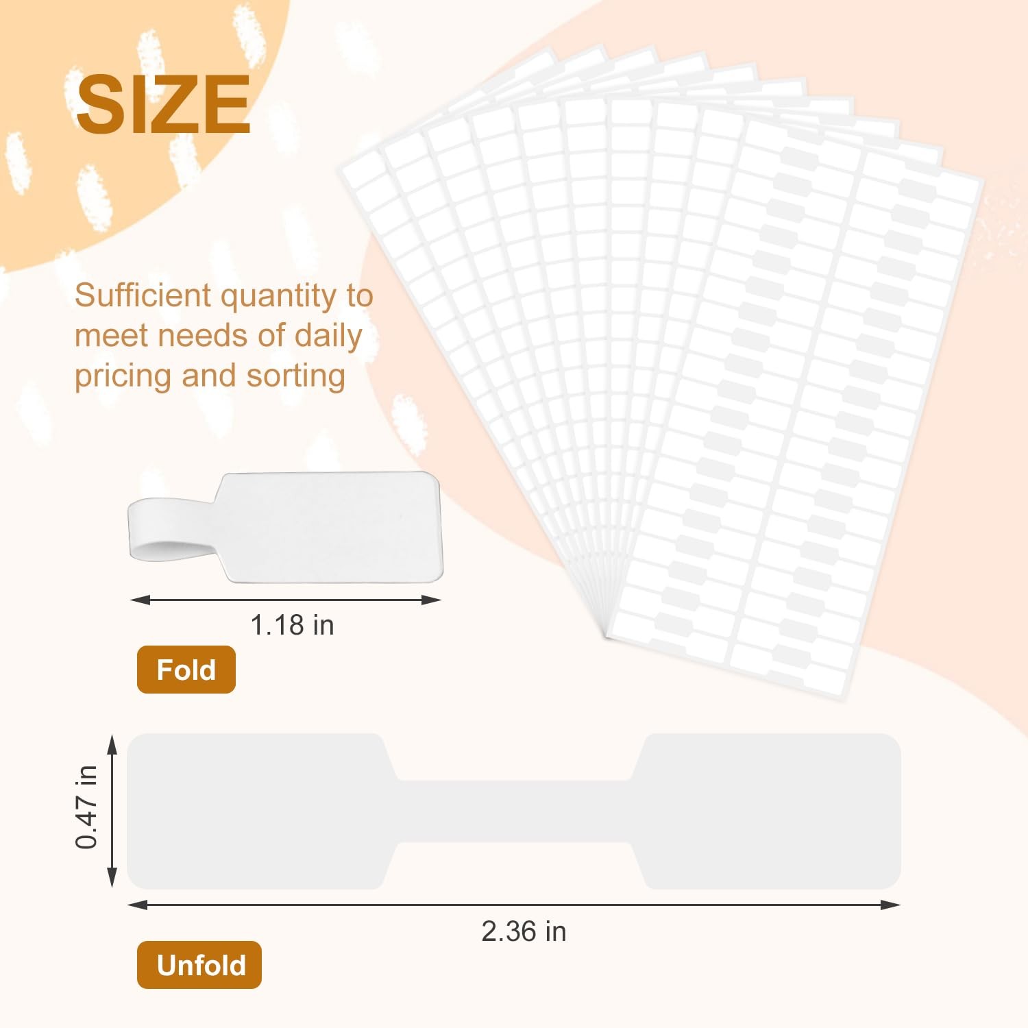 400 Pack Price Tags, Self-Adhesive Jewelry Blank Sticker White