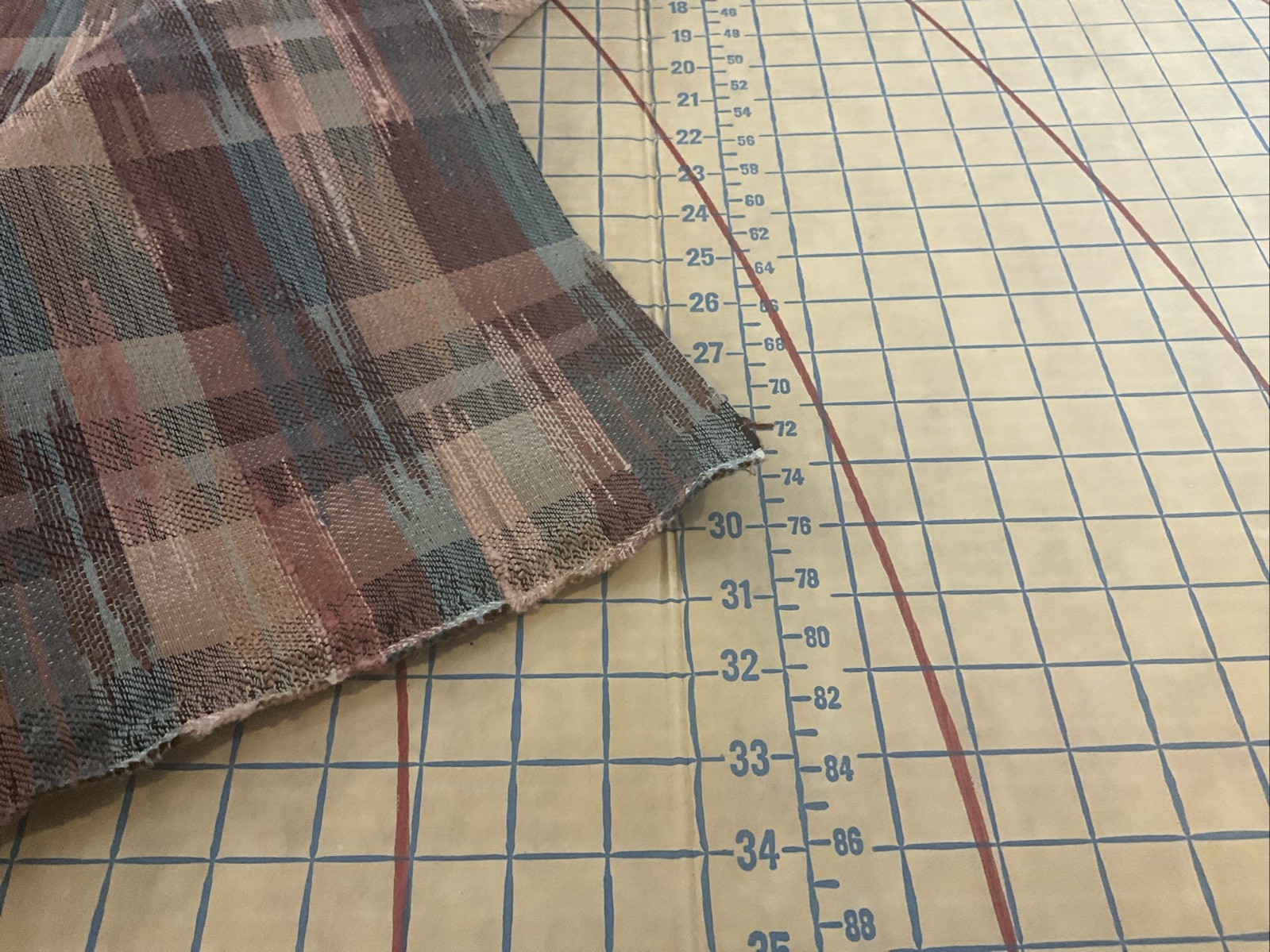 Abstract Brushed Plaid Design – Earth Tone Rustic Colors – 57” Wide 1 Yard