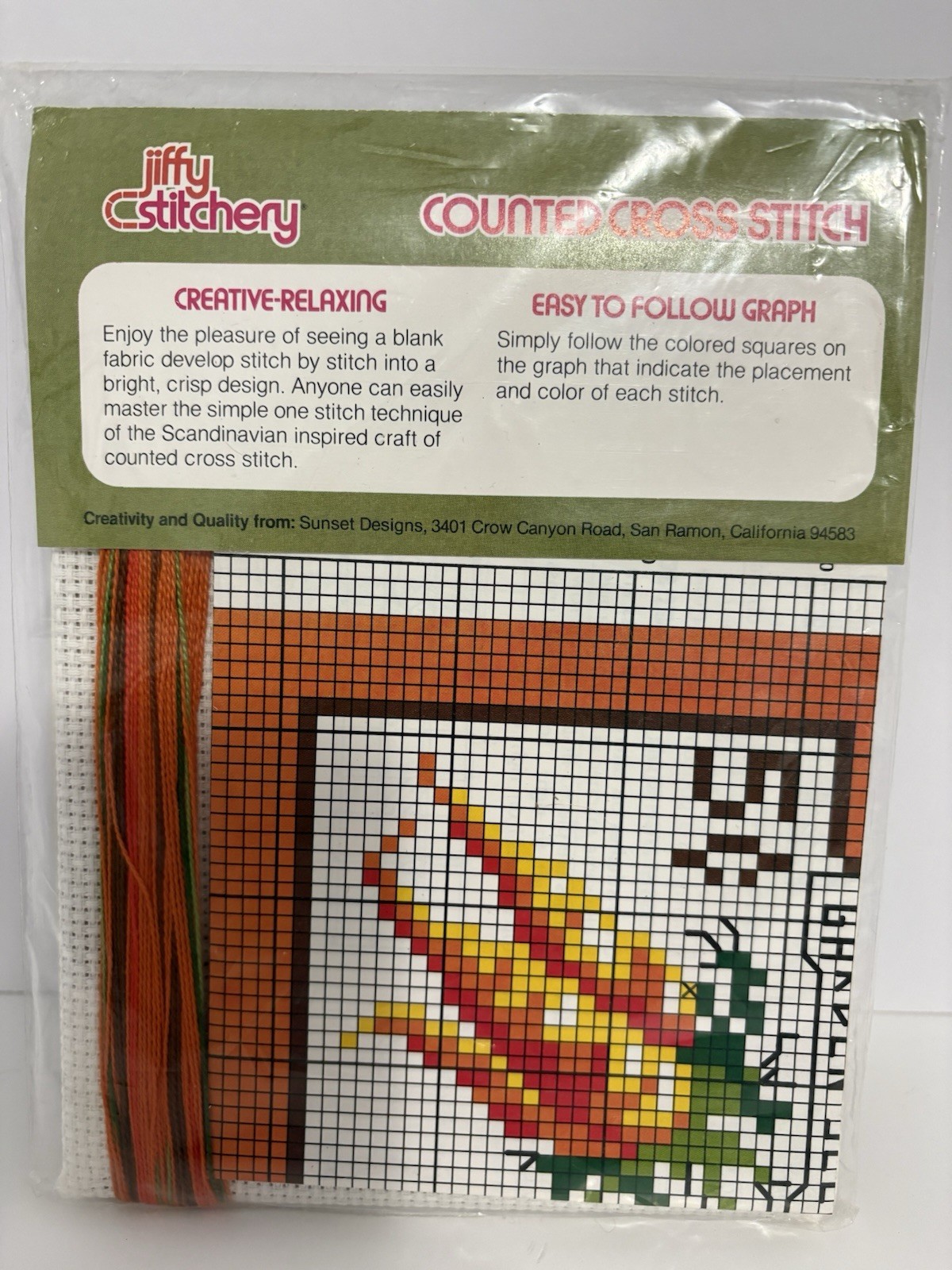 Vintage Sunset Jiffy Stitchery Counted Cross Stitch “Carrot Seeds” #936 NOS