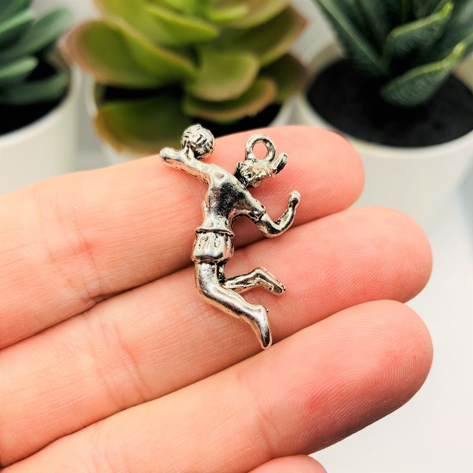 Silver Volleyball Girl 3D Charms, 20x27mm – US Seller