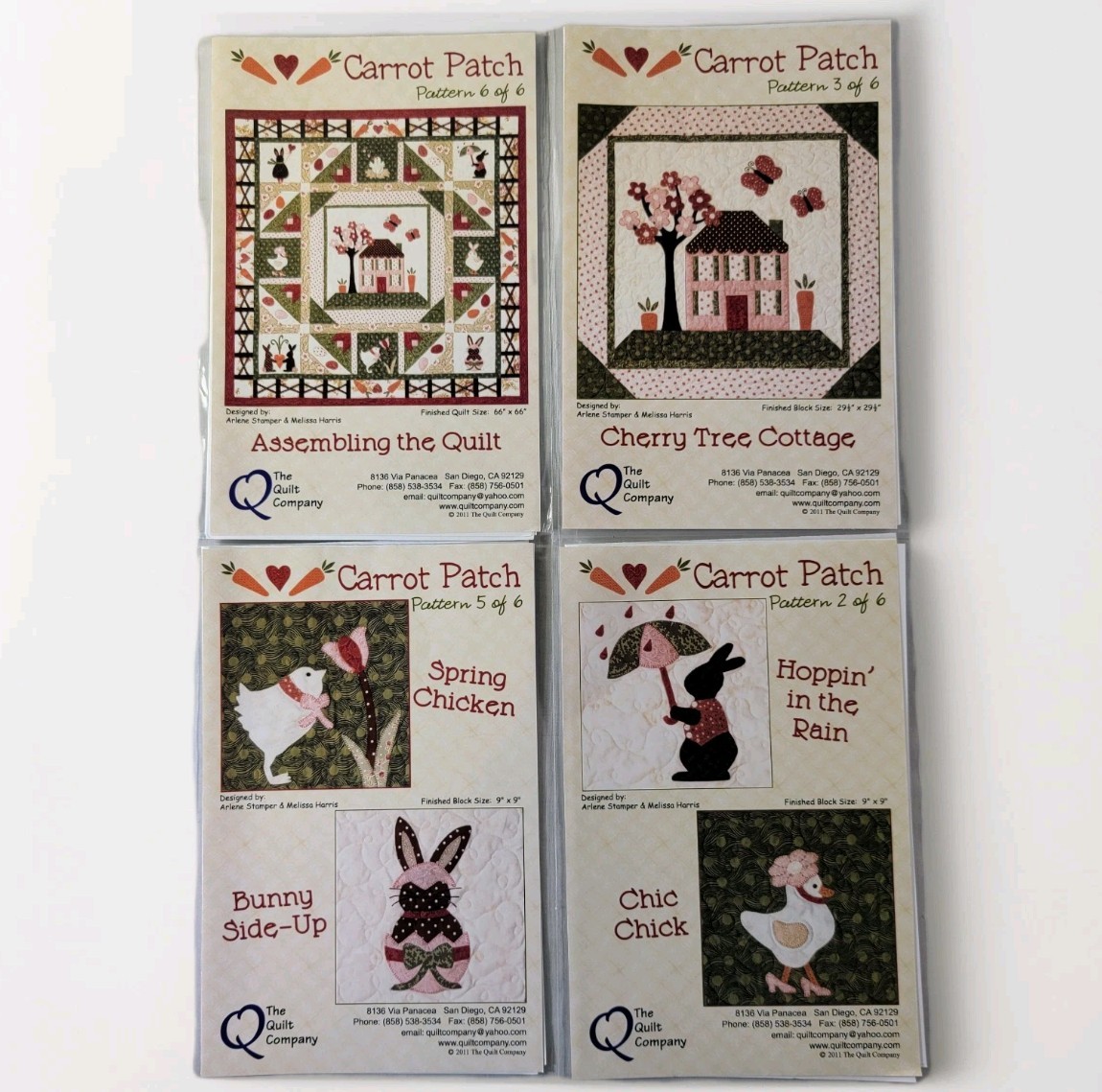 The Carrot Patch Appliqué Pattern Lot Quilt Crafts Wall Hanging Chick Duck Bunny