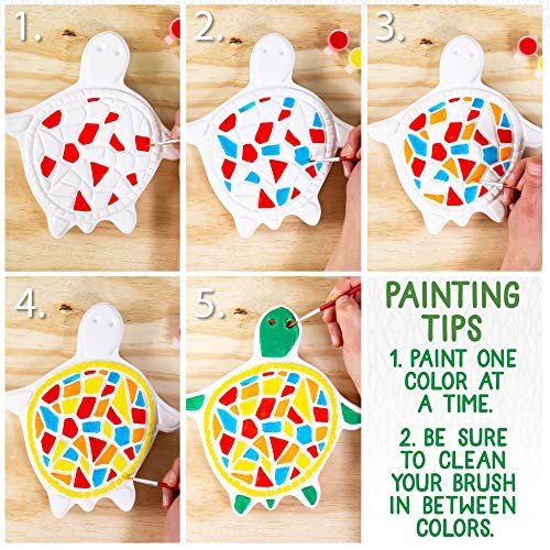 Mosaic DIY Stepping Stone Kit, Includes Ceramic Stone & 6 Vibrant Turtle