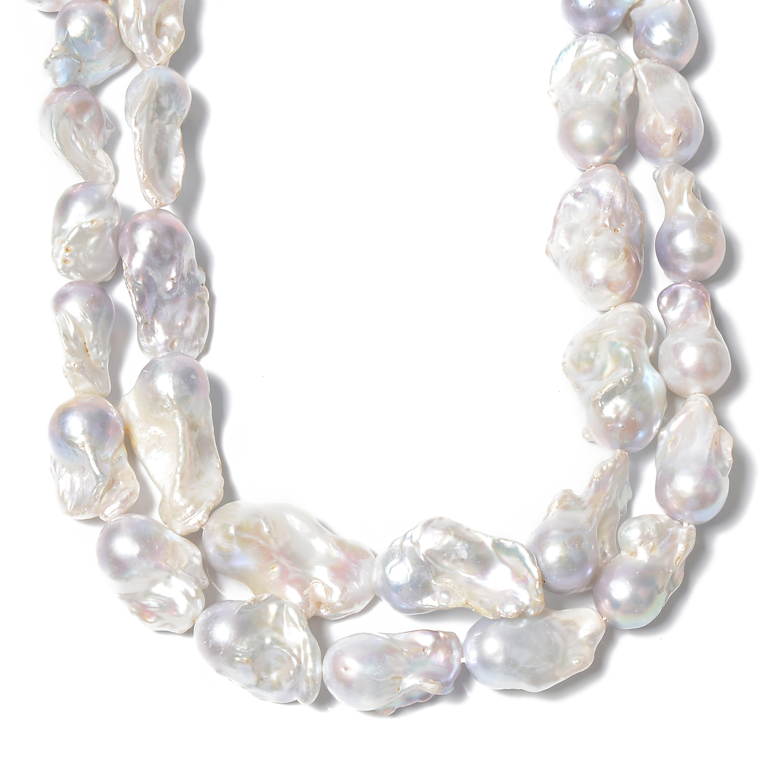 White Fresh Water Pearl Baroque Flame Ball Beads 14-20mm x23-35mm 15.5” Strand