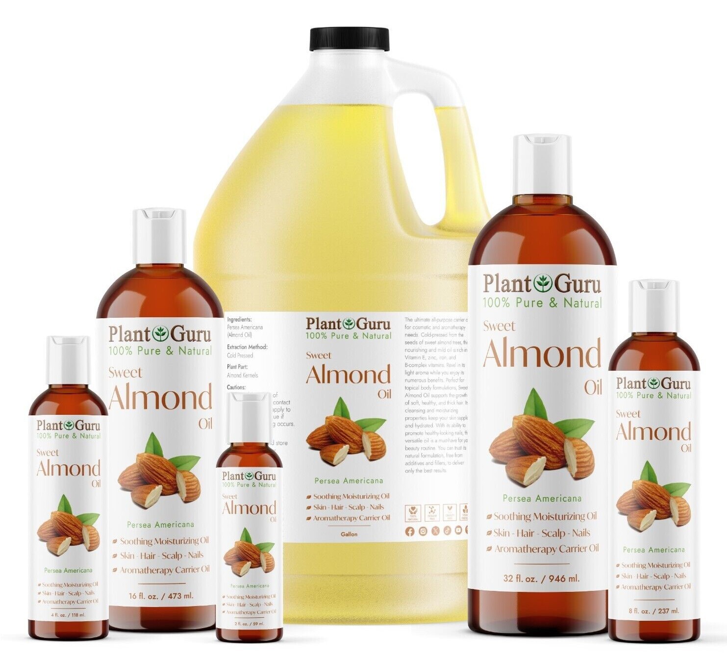 Sweet Almond Oil 100% Pure Natural Carrier For Skin, Face, Hair Growth & Massage