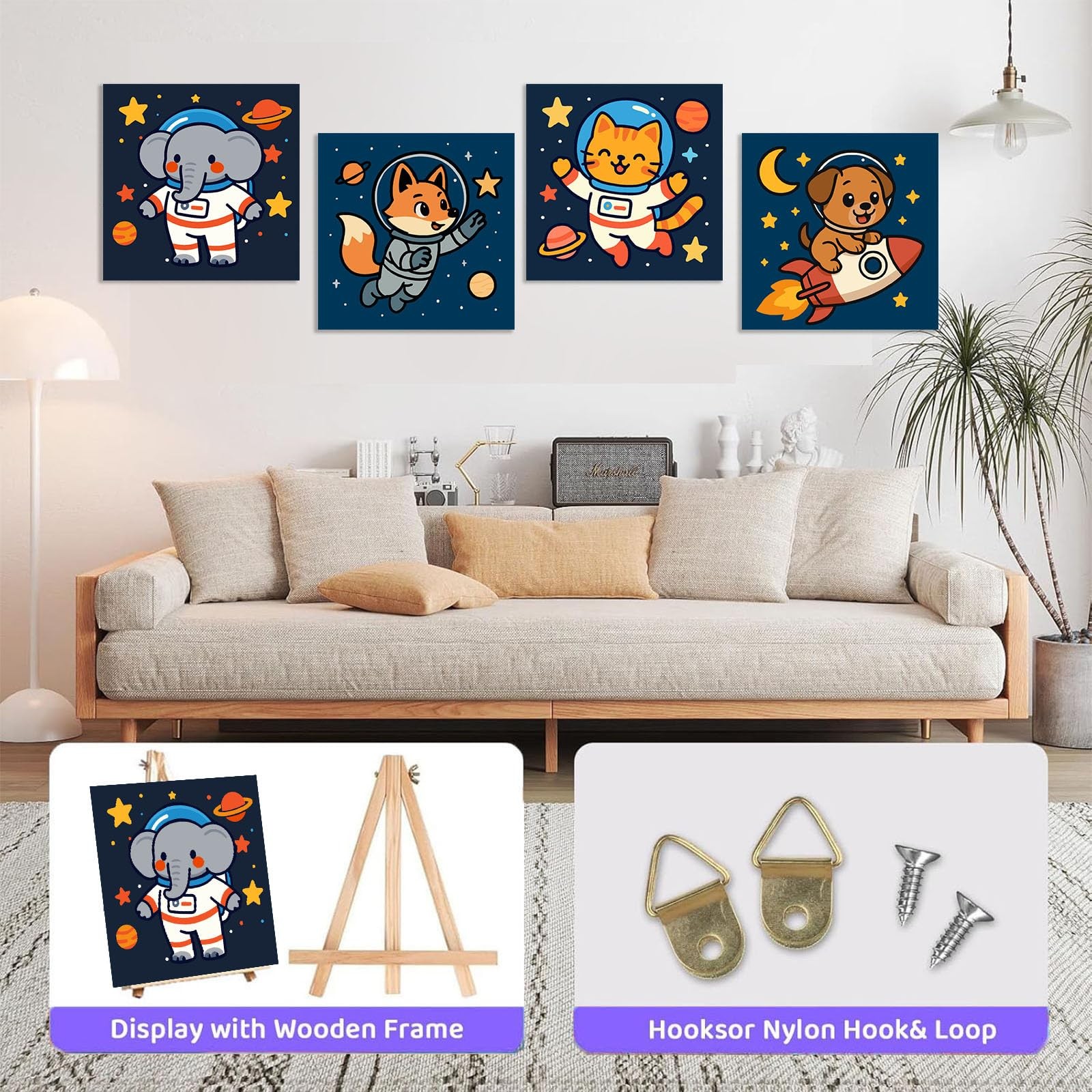 4 Pack Abstract Painting By Numbers Kit Full Drill Wall Art Decor Kids