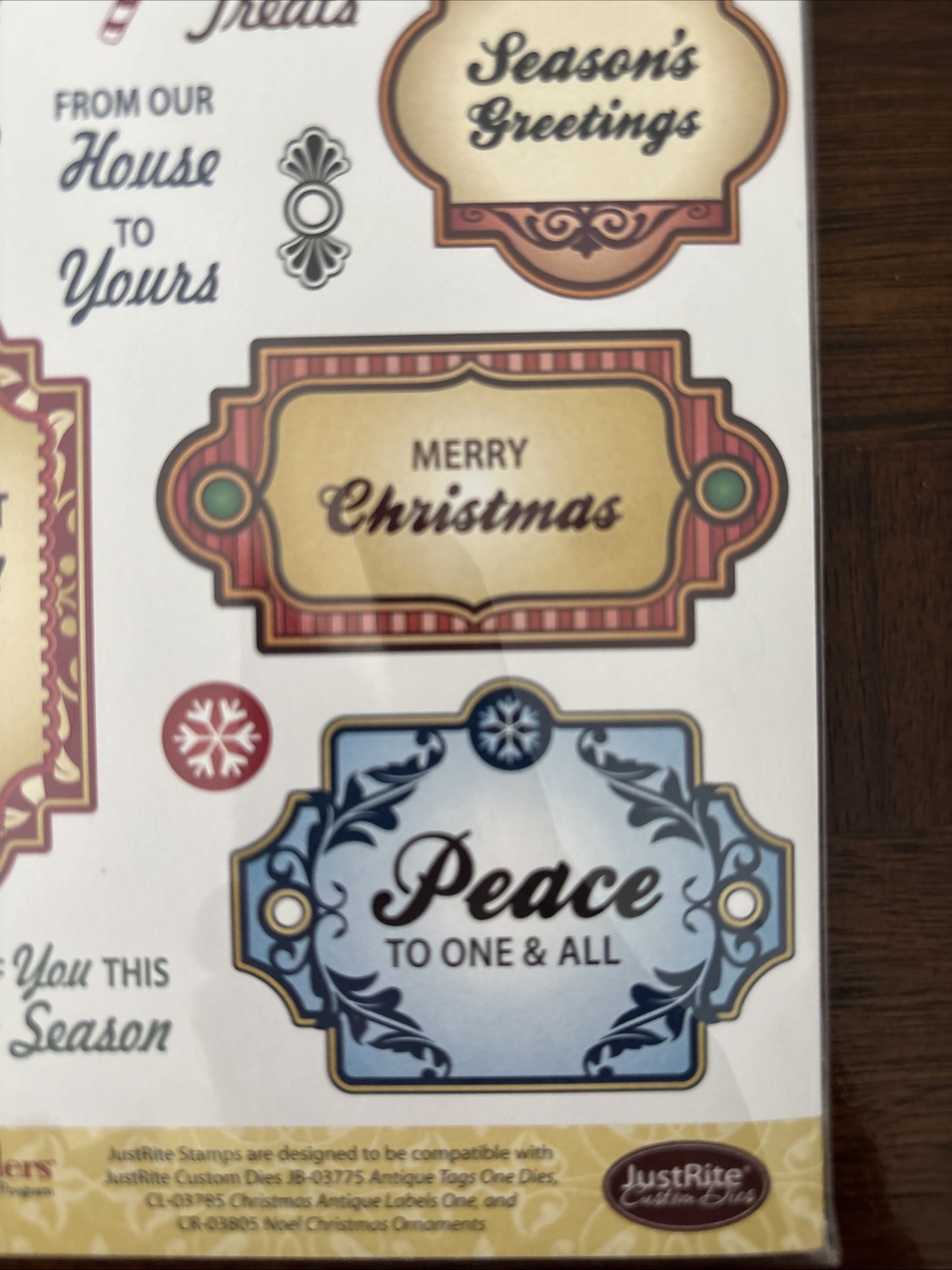 justrite stamp Clear Antique Christmas Tags One