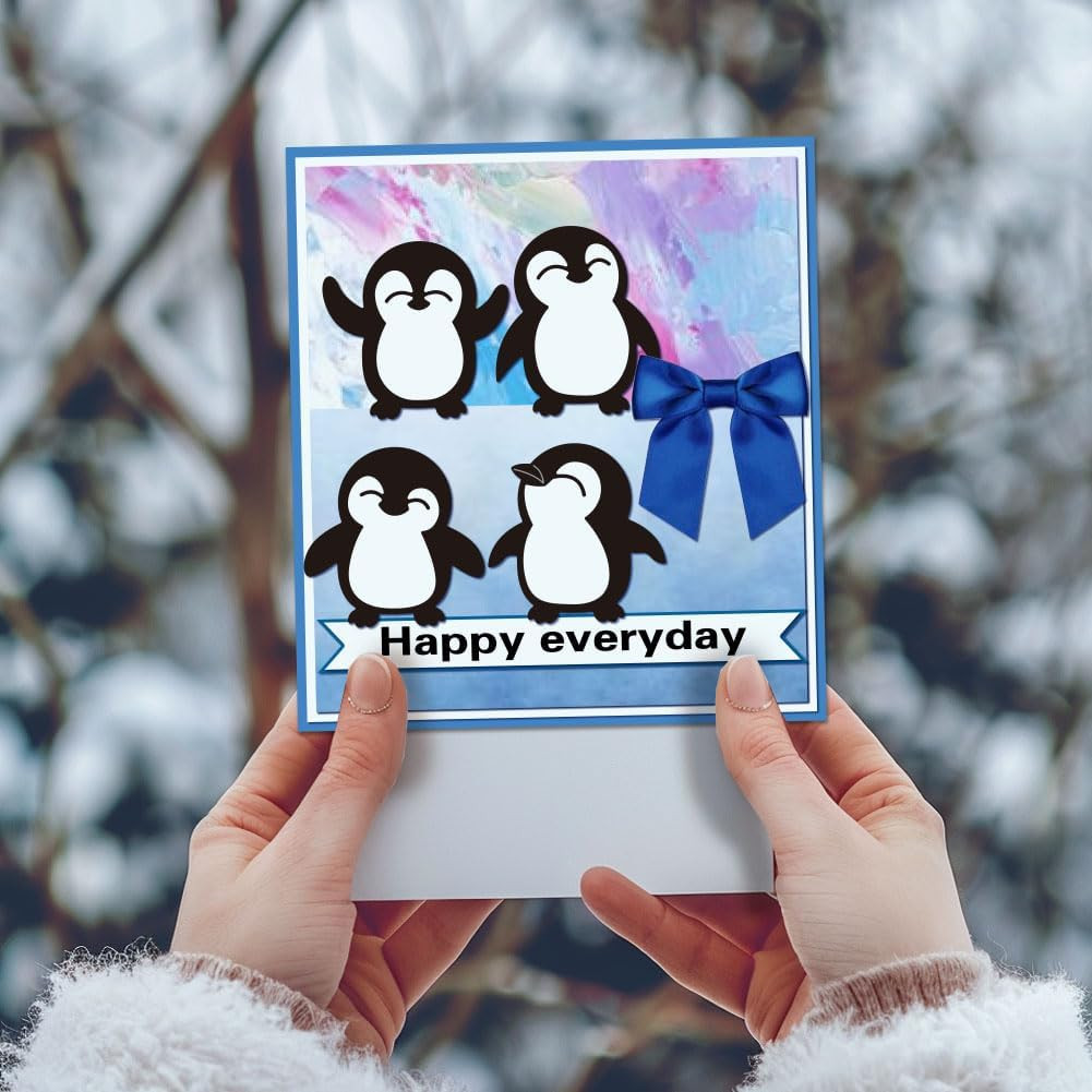 Animal Cutting Dies, Cute Penguin Carbon Steel Embossing Templates Metal Stencil