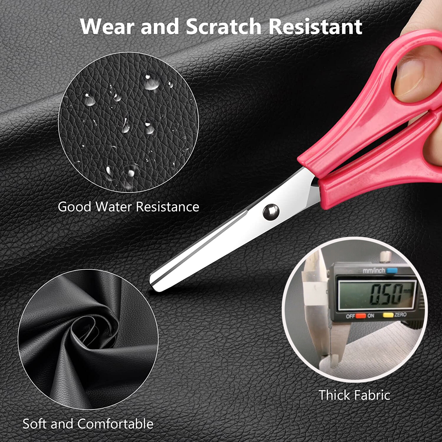 Black Synthetic Leather Fabric Durability Leatherette Soft Interfacing Materials