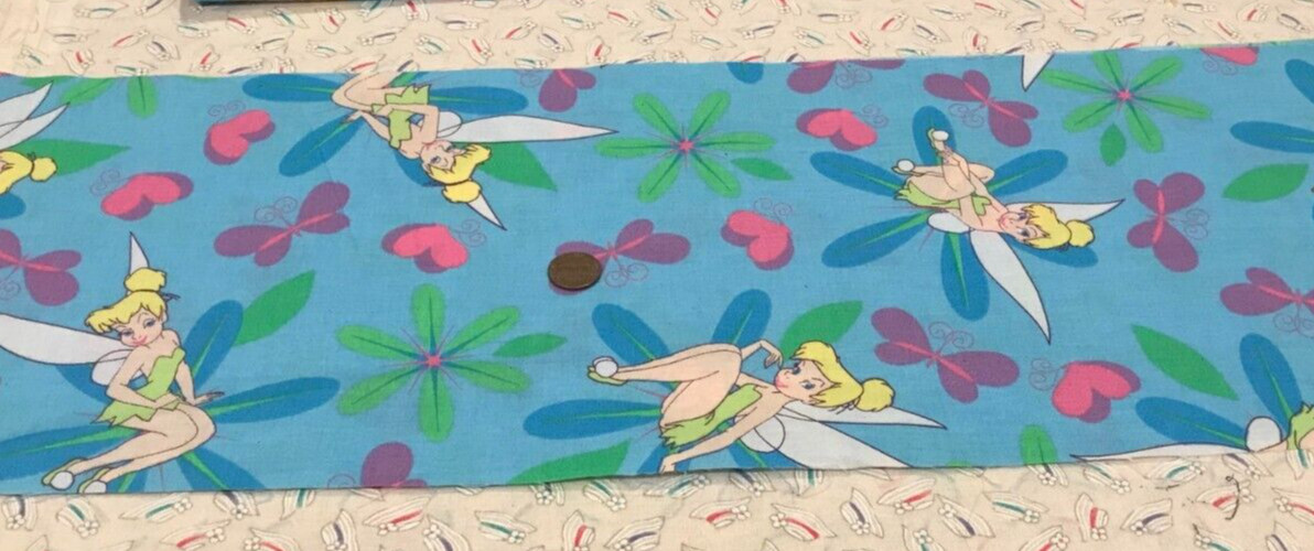 Tinker Bells*Flowers*Butterflies*Hearts* on Blue* Springs Industries*100% Cotton