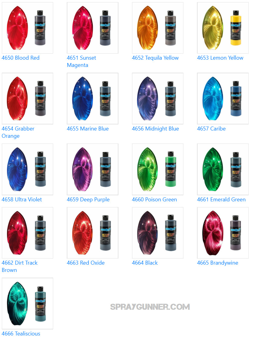 Createx Auto-Air Candy2o Waterborne Airbrush Custom Paint 4oz Choose Your Color