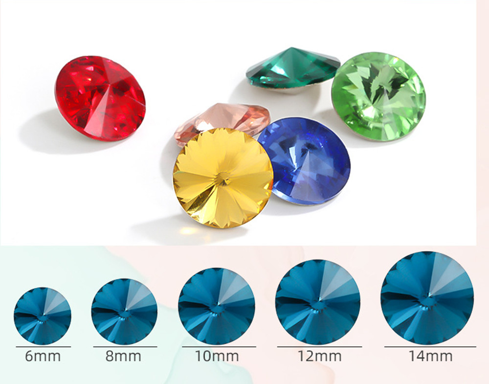 100pcs Glass Crystal Rhinestone Color Rivoli Strass Jewels stones