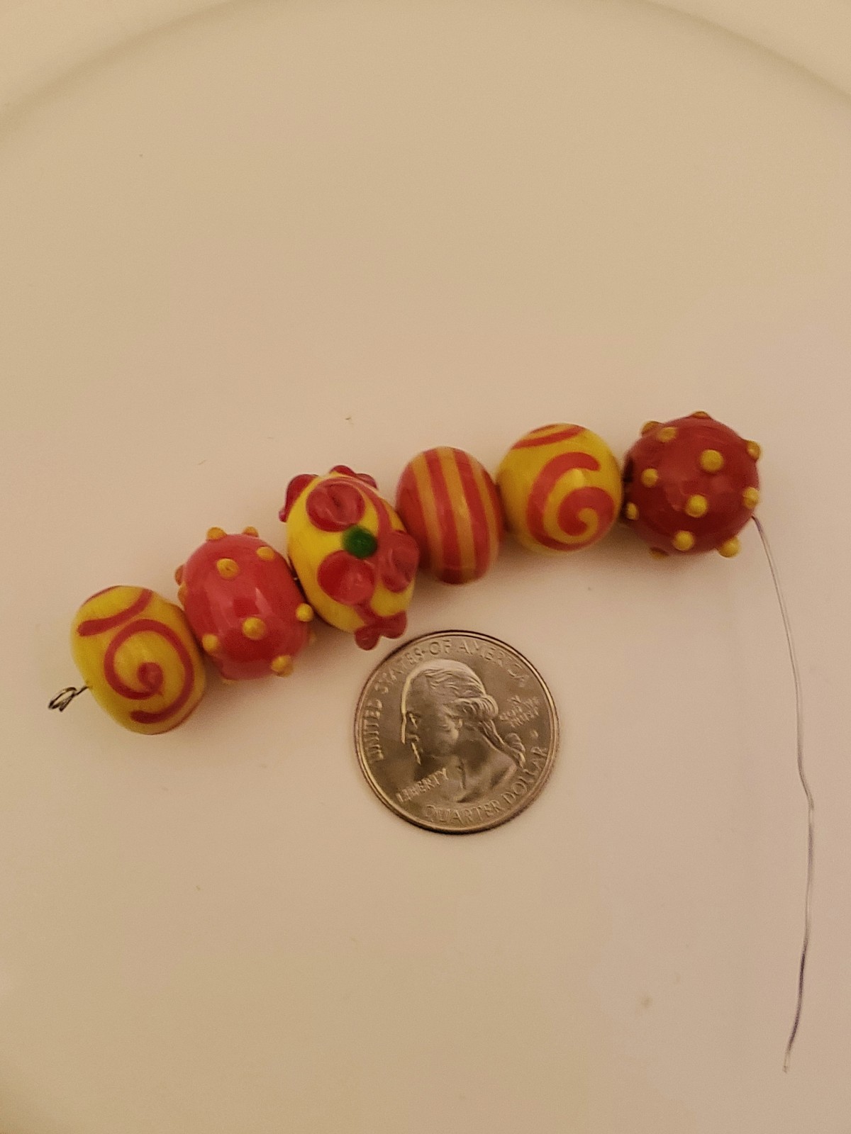 Handmade Beautiful Red And Yellow Lampwork Glass Beads (B5)