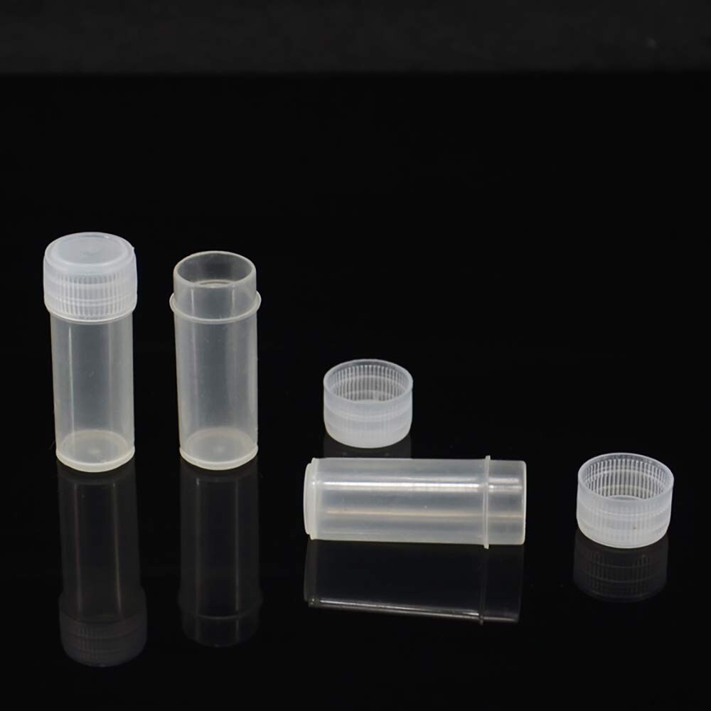 100Pcs 5ml Plastic Small Bottle Storage Container Sample Vial Test Tube with Lid