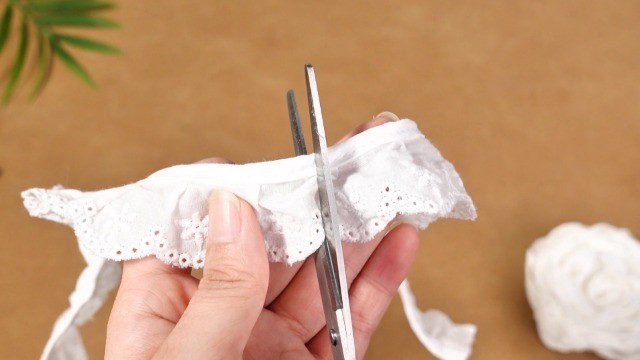 White Cotton Ruffled Eyelet Trim 10 Yards for Sewing Crafts Bridal Decor