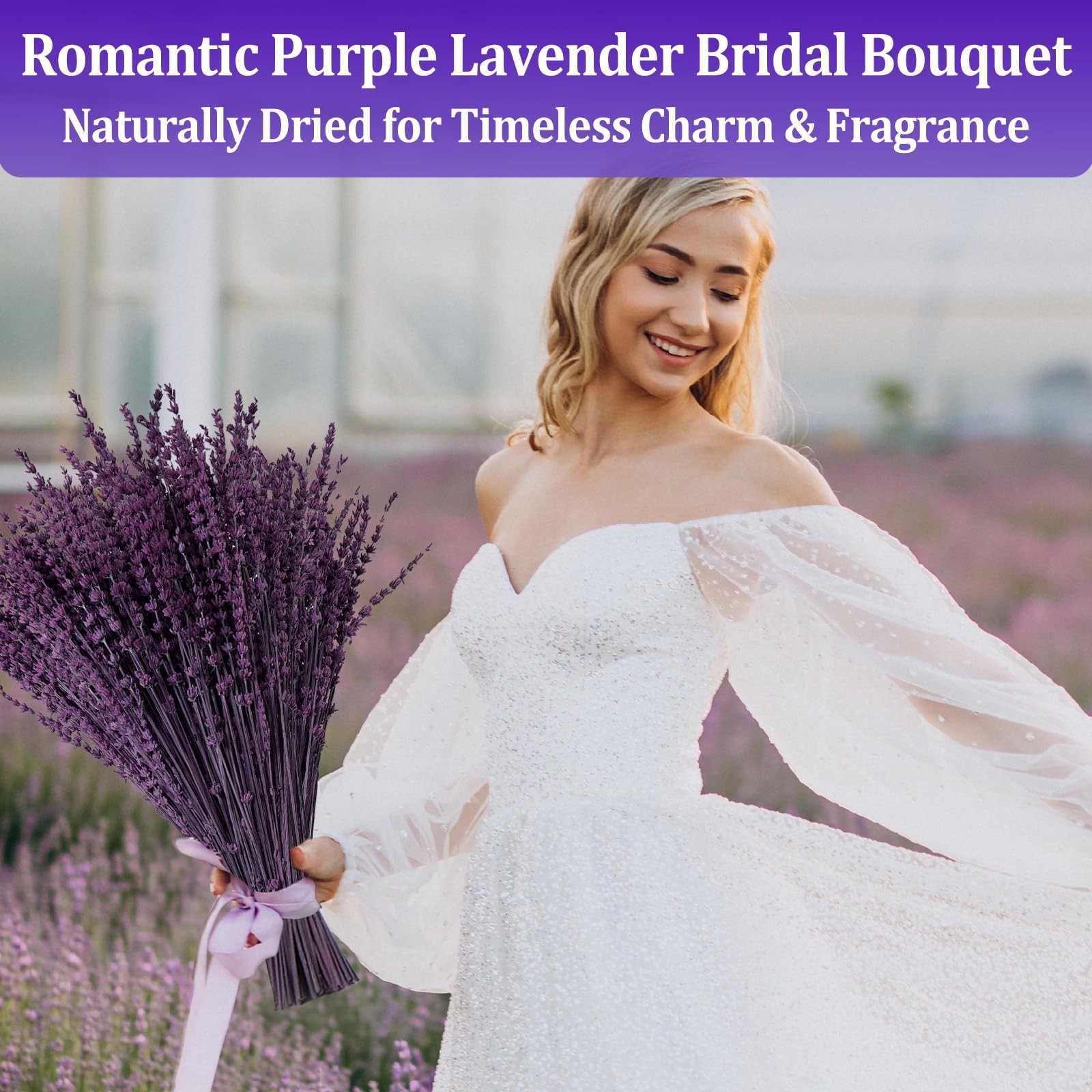 350 Stems 2 Bundles Dried Purple Lavender Flowers, 4.23oz(120g) Preserved Flo…