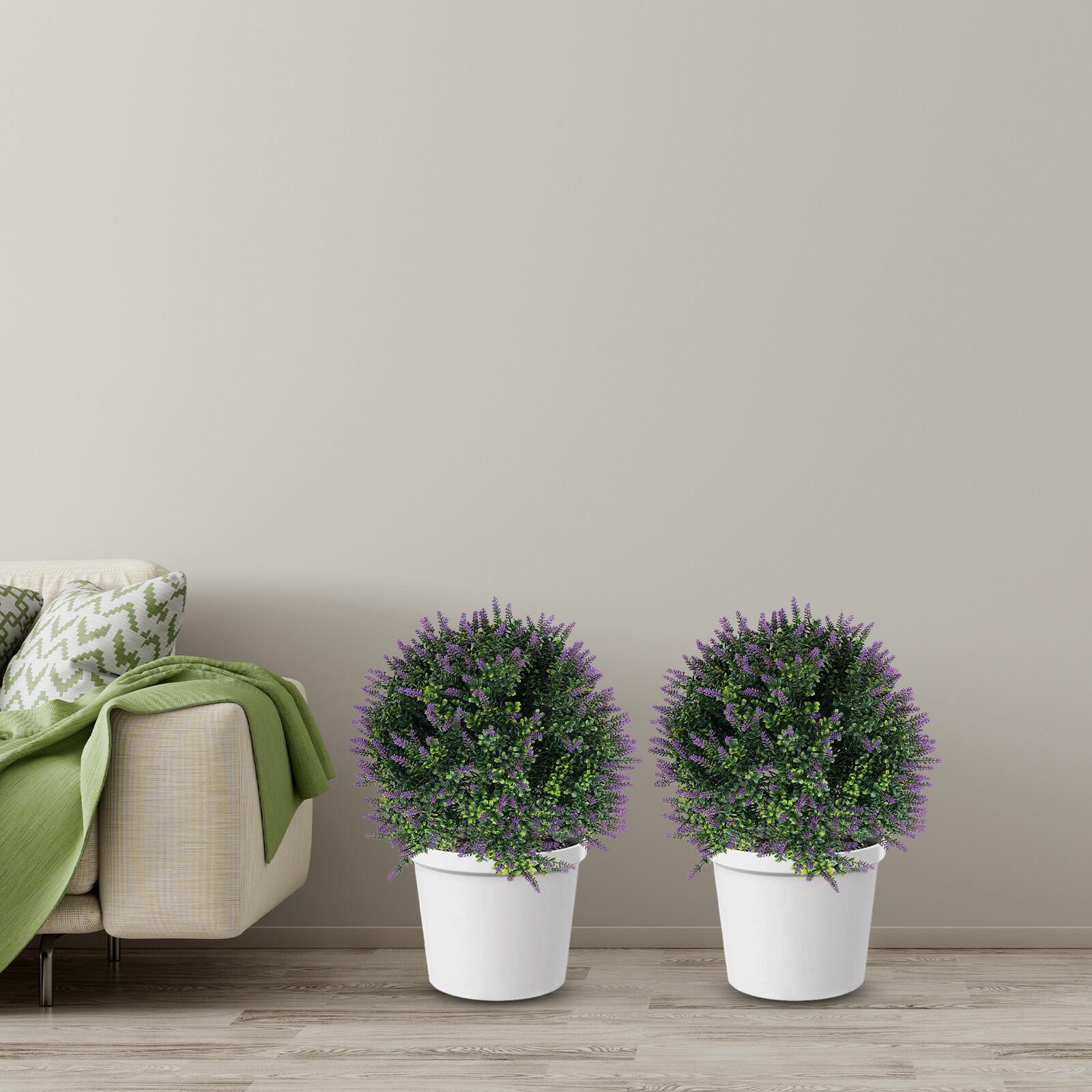 2 Pack Artificial Lavender Plants Outdoor Indoor Fake Flowers with Ground Spikes