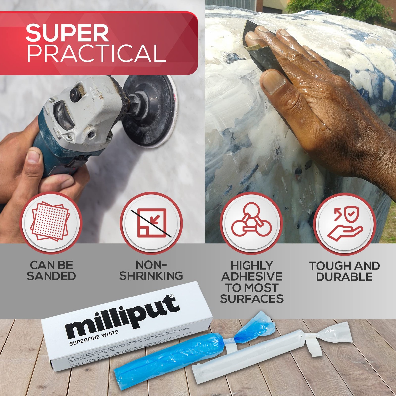Milliput Epoxy Putty Modeling Paste – Porcelain and Fiberglass Repair White