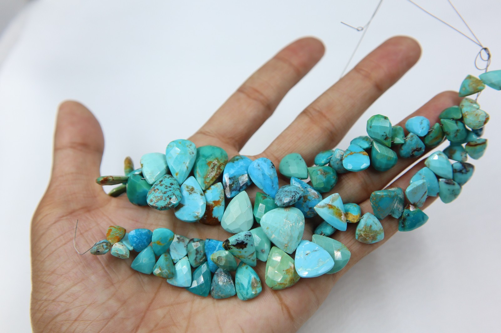 Arizona Turquoise Faceted Pear Beads Natural Gemstone 10x7mm To 21x14mm 6”inch