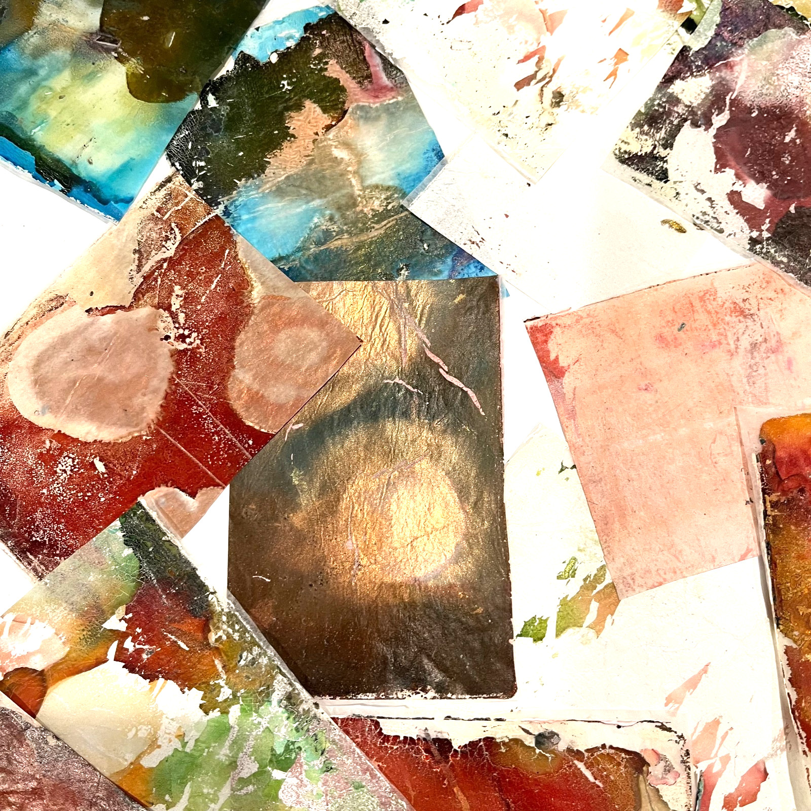 35+ Hand Painted ATC Collage Paper Pack Mixed Media Alcohol Ink Acrylic Abstract