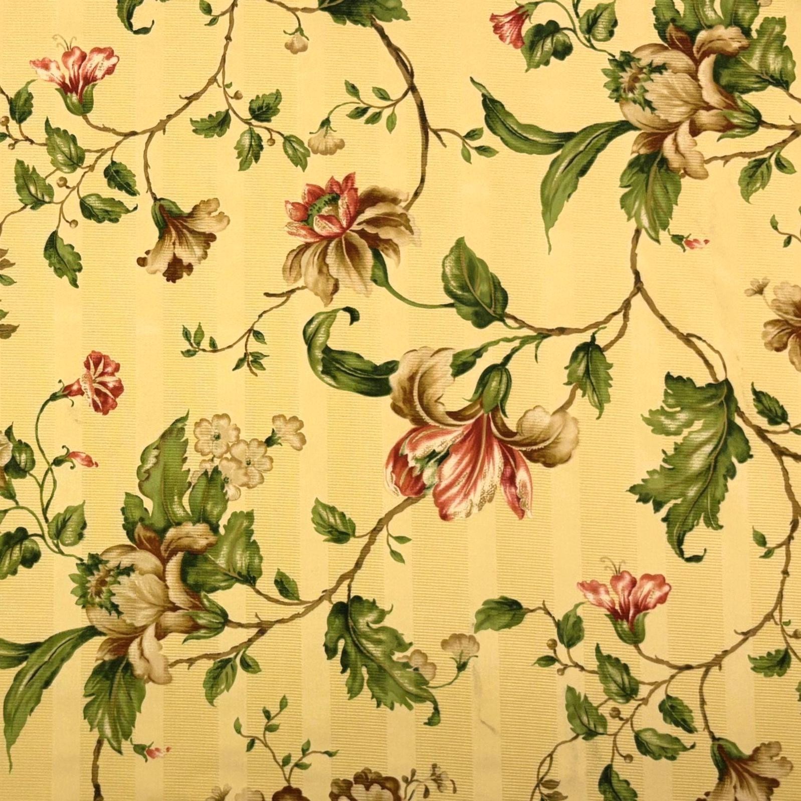 Mill Creek Vintage Floral CHAMOMILE Yellow Cotton Drapery Pillow Fabric BTY