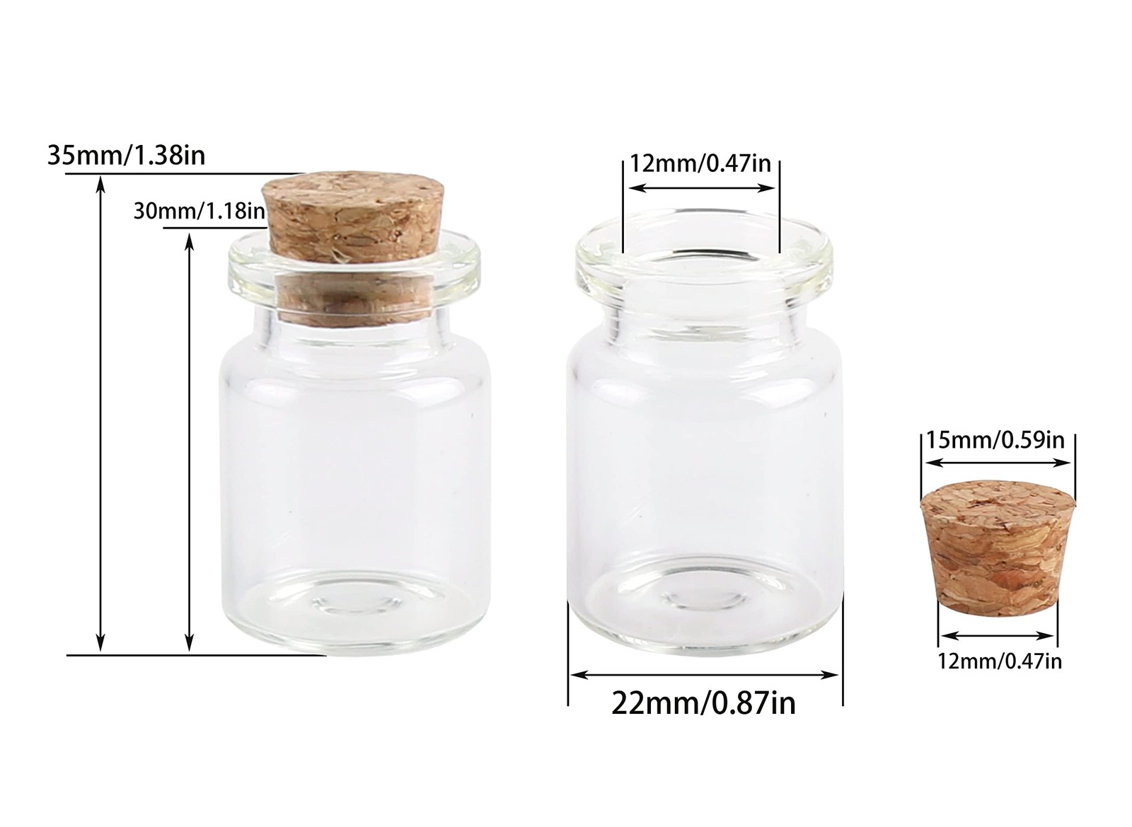 24pcs Mini Glass Bottles with Cork Stoppers 5ml DIY Art Crafts Storage Container