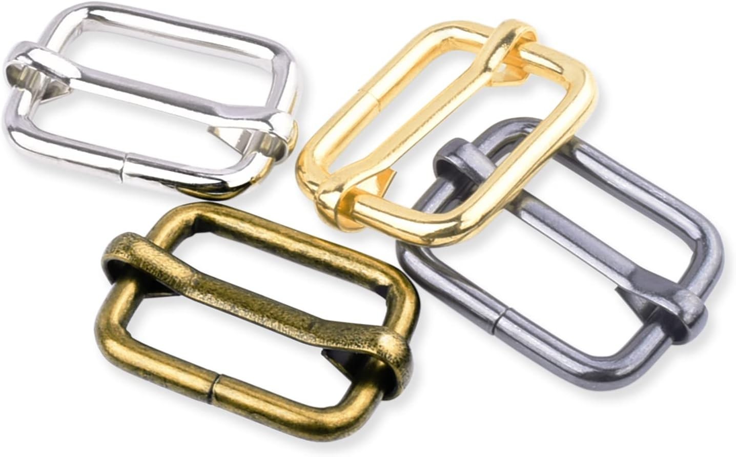 25 Pack 1 Inch Metal Adjustable Slide Buckles Tri-Glide Rectangle Adjuster Su…