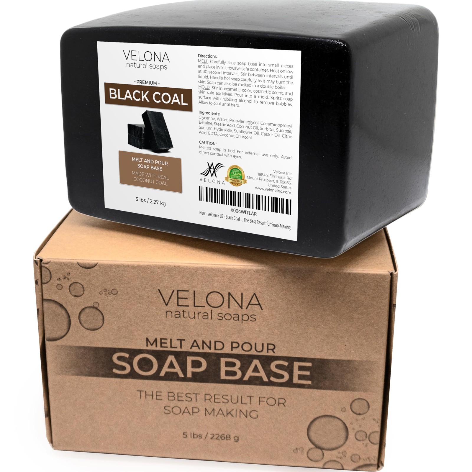 Velona 5 Lb – Black Coal Soap Base Sls/Sles Melt And Pour Natural Bars For The