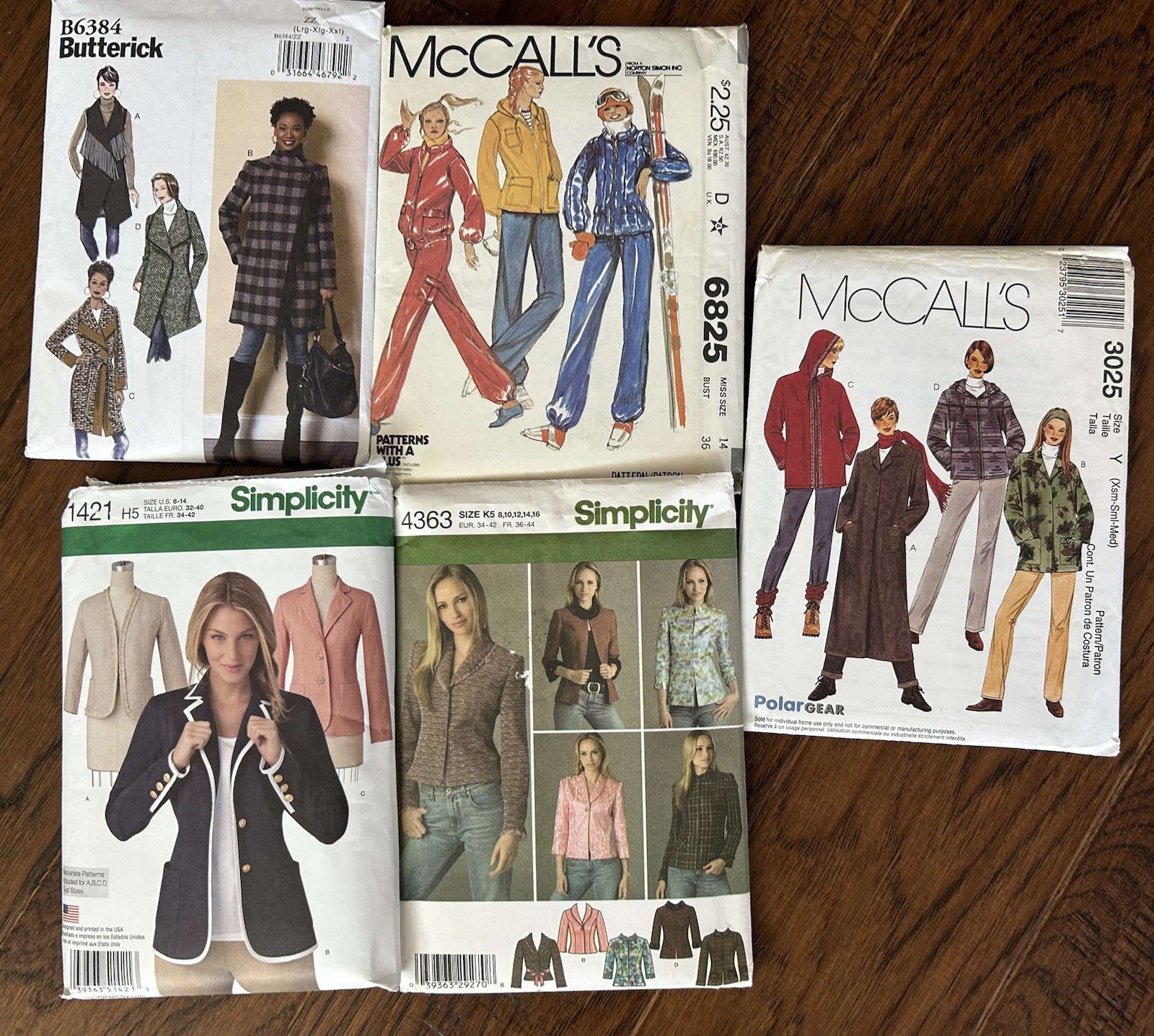 Womens Sewing Patterns Jackets &Coats, Cut, All Sizes, Lot Of 5