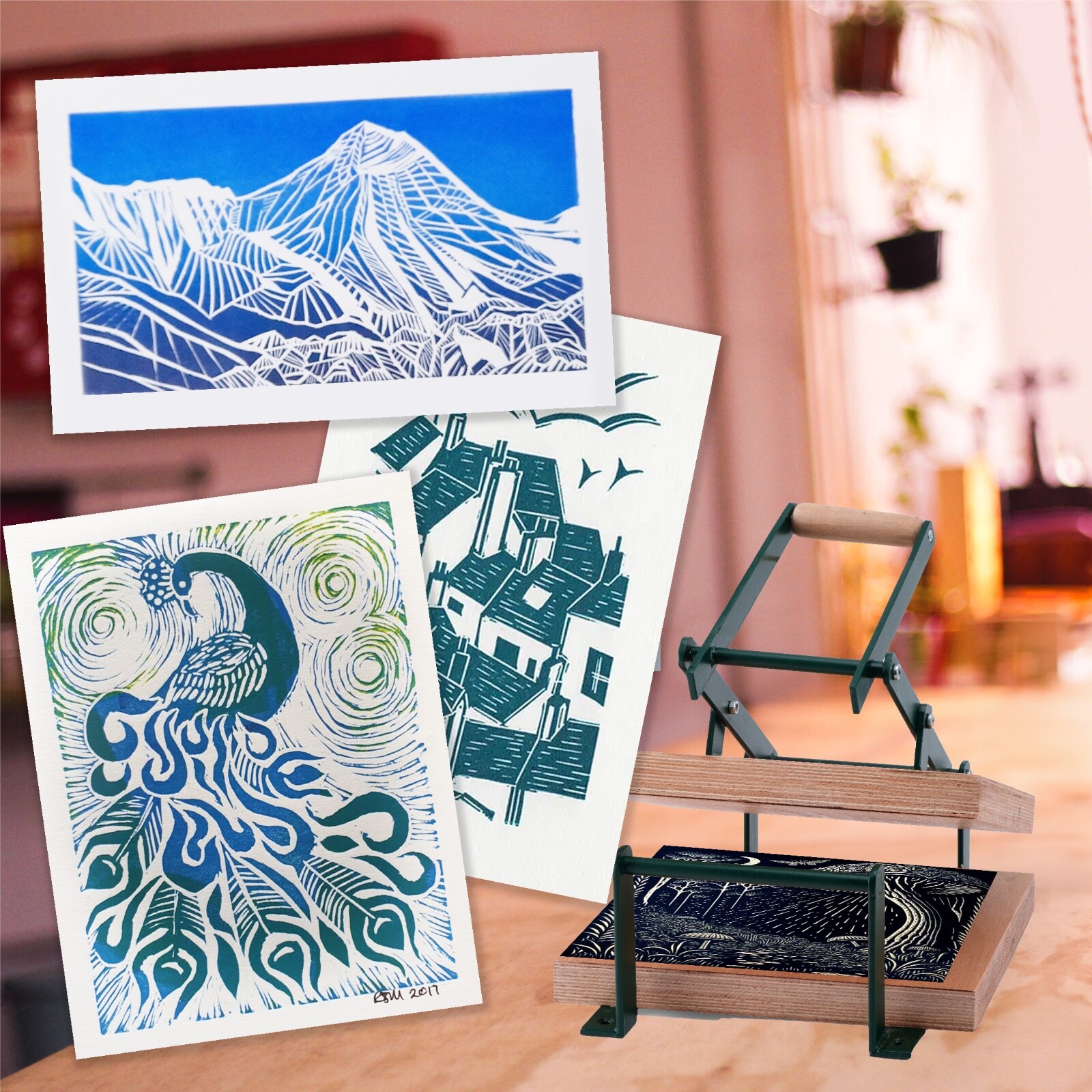 Linocut Printing Hand Press Machine Lino Cuts Linoleum Blocks for Printmaking