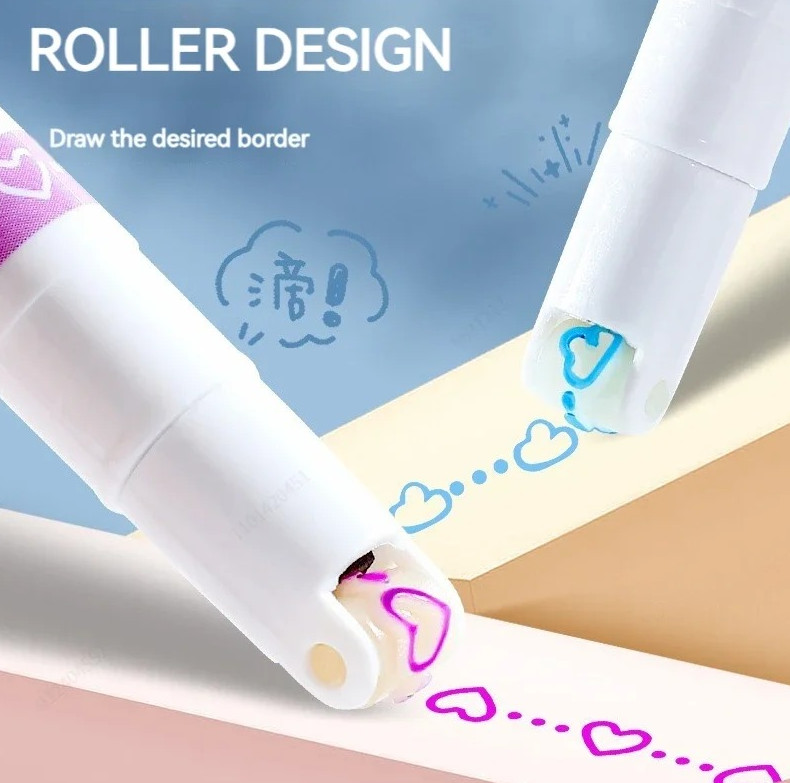 6pcs Flower Line Highlighter Set Roller Tip Curve Marker Kawaii Stationery – NEW