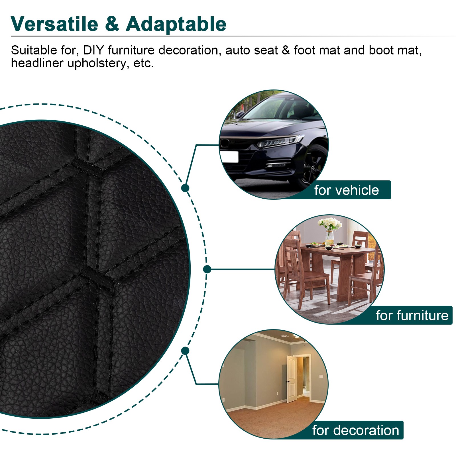 63″ Wide Diamond Quilted Faux Leather Fabric Car Upholstery Vinyl DIY By Yard