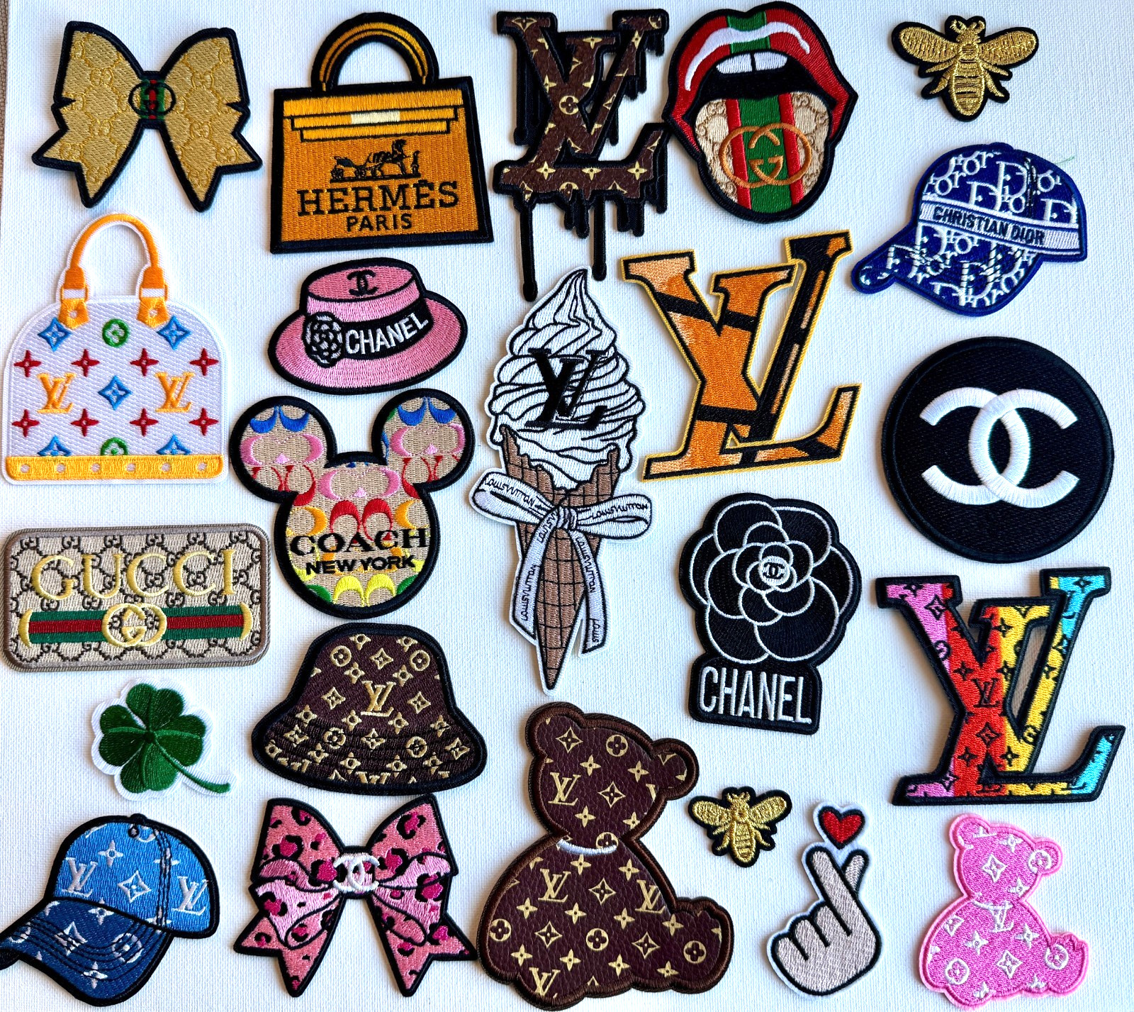 Iron-On Patch bear hat bag flower Designer Logo embroidered