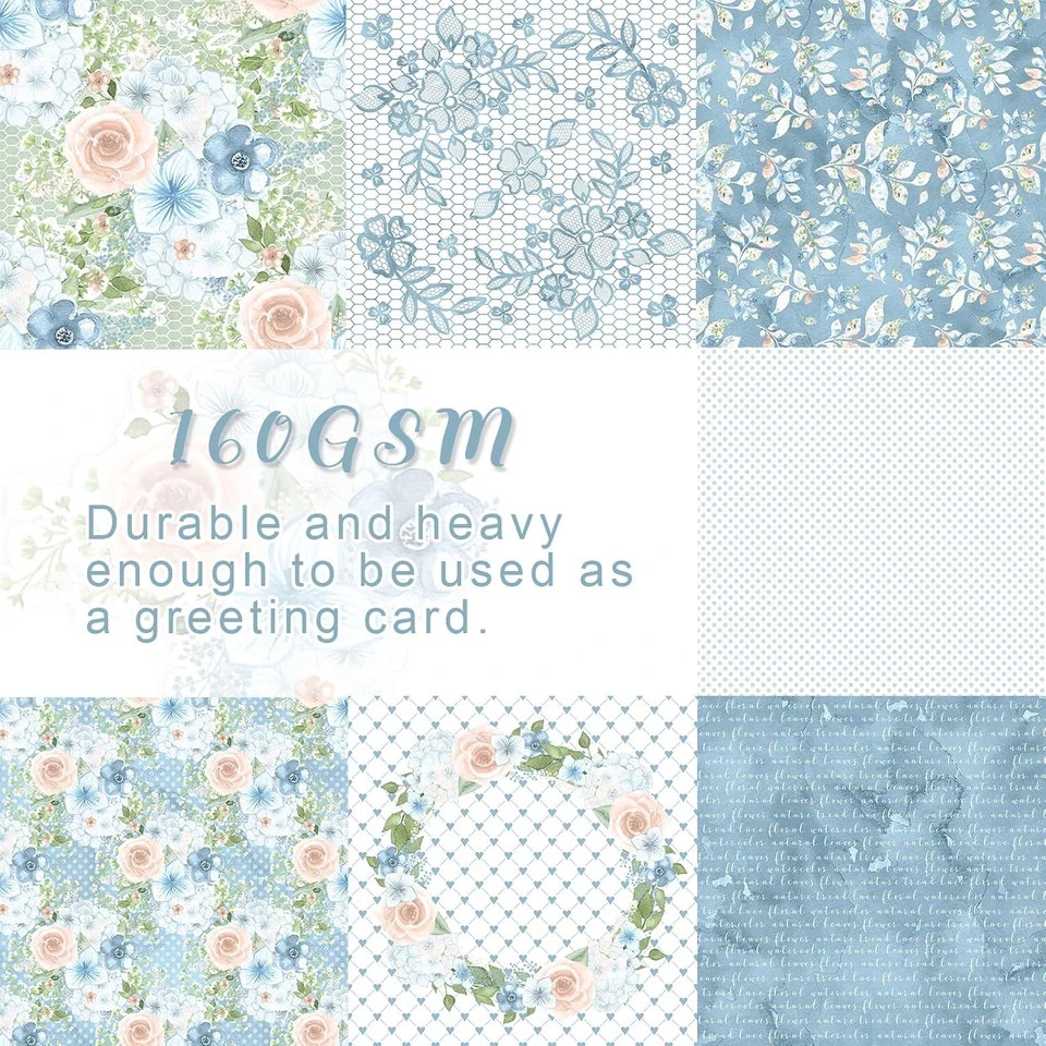 28 Sheets Scrapbook Paper, Floral Scrapbooking Specialty Papers 160Gsm Cardmakin